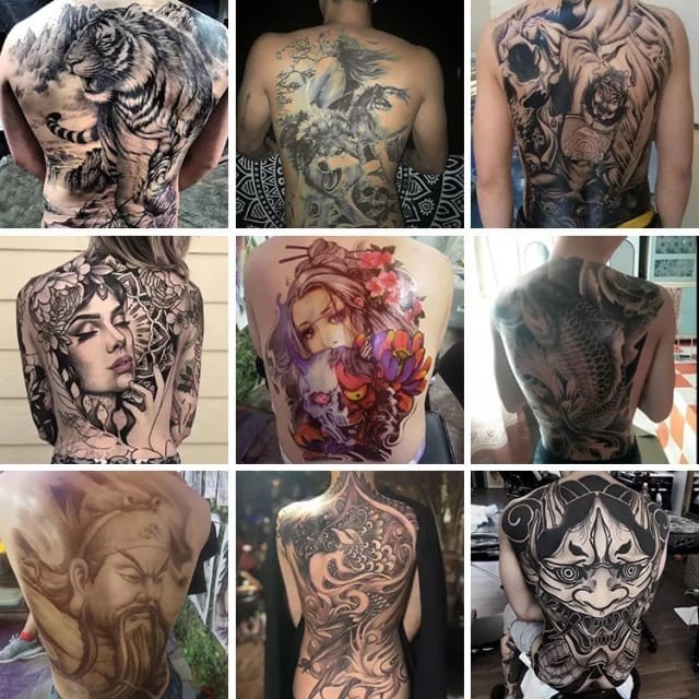 tato temporer full back temporary tattoo ful belakang punggung - MB2 JUNGLE BIRD