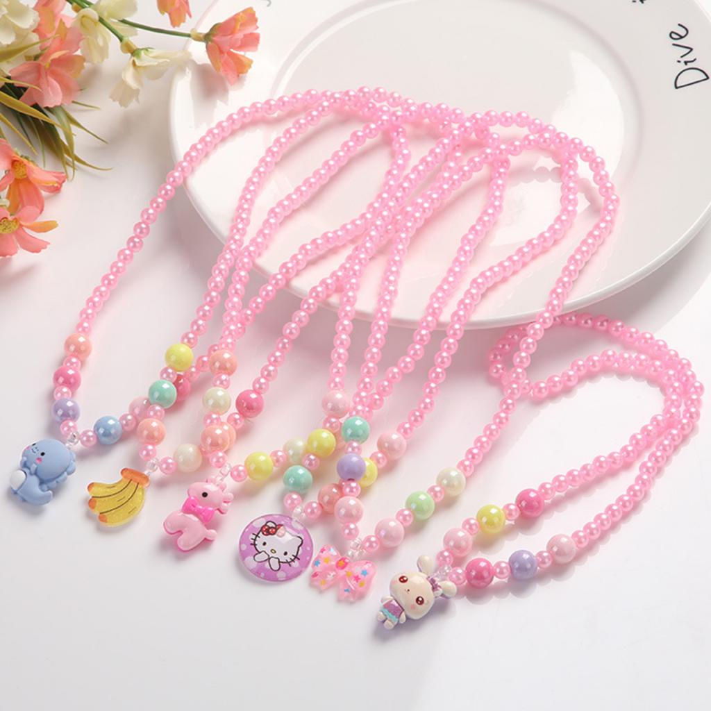 Kalung Mutiara Buatan Kalung Hewan Kartun Manis Perhiasan Kreatif Hadiah Ulang Tahun untuk Anak Pere