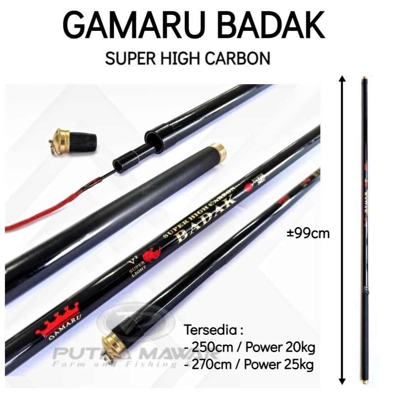 Joran Tegek Gamaru Badak V2 2503 Panjang 250cm Super High Carbon Power 20kg Action Hard Kaku Atau To