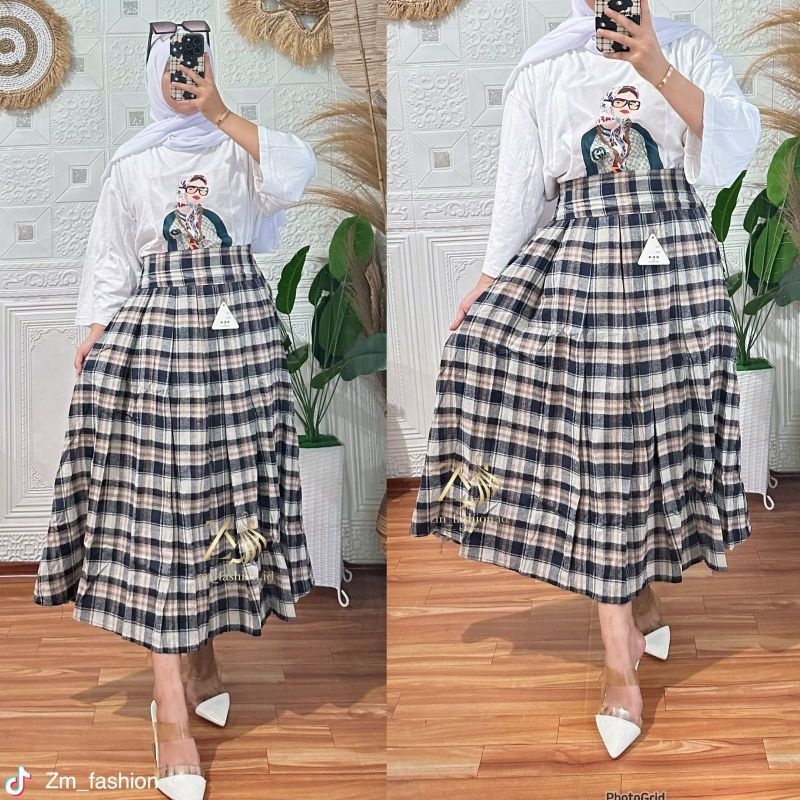 Rok Flanel 7/8 / rok midi / rok kotak kotak / Rok Flanel Kotak