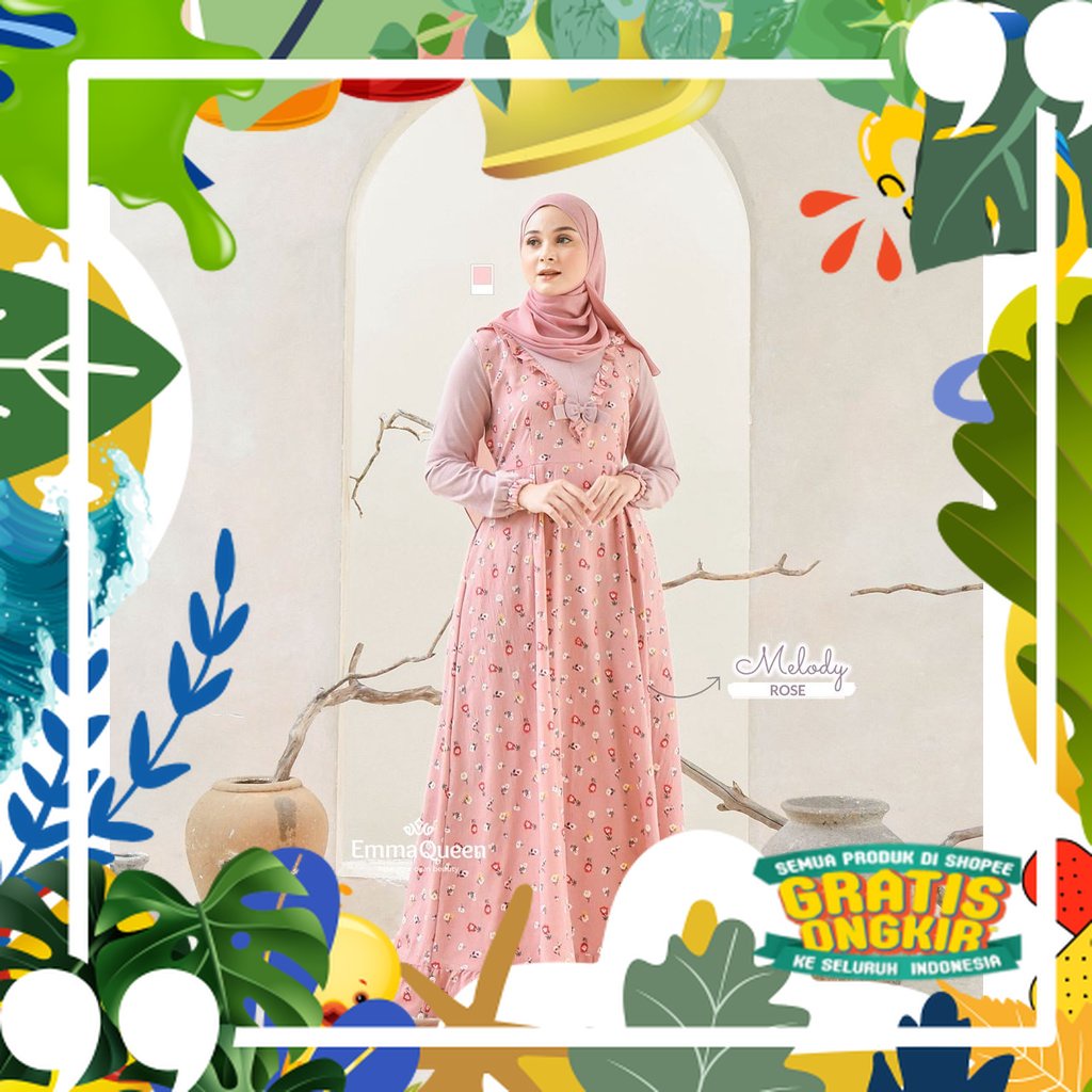 Emmaqueen Melody Dress gamis muslim syari busui friendly tersedia size S-XL/ solat sholat ied idul a