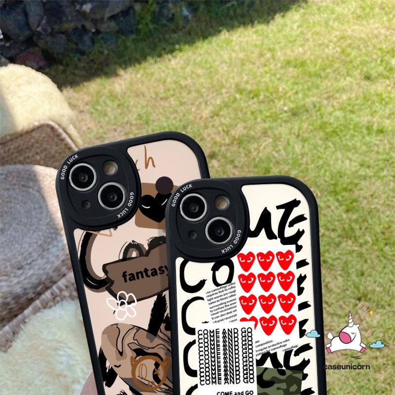 Casing Ponsel Comme des Garcons Merek Trendi Untuk Infinix Hot 10 10T 11 10s 11s 9 Play Hot 10 Lite Infinix Smart 5 6 Note 8 Fantasi Graffiti Cinta Hati Tpu Lembut Penutup Belakang