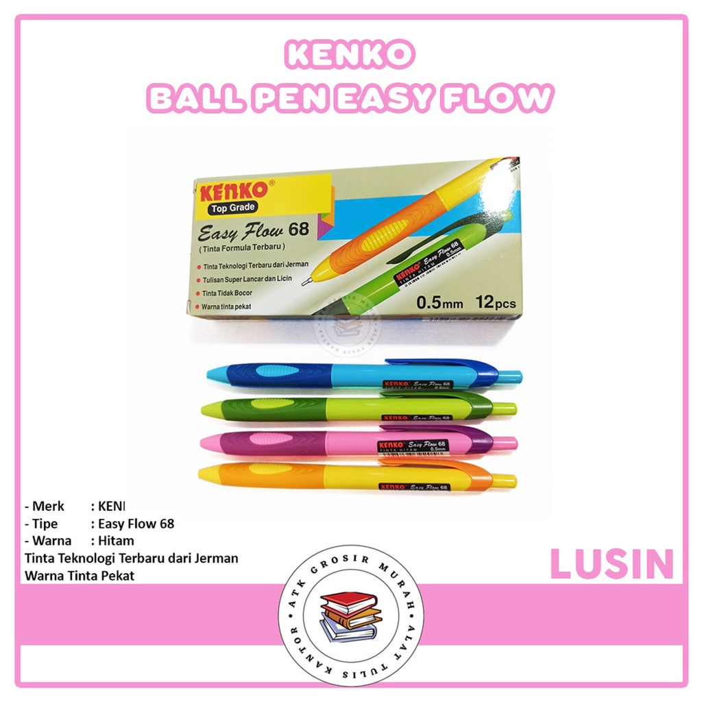 

KENKO - Ballpen Easy Flow 68 Black - Lusin