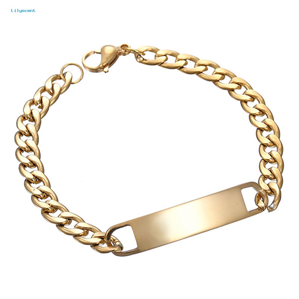 Lilyscent Pria Fashion Mirrored Stainless Steel Rantai Gelang Bangle Pesta Perhiasan Hadiah