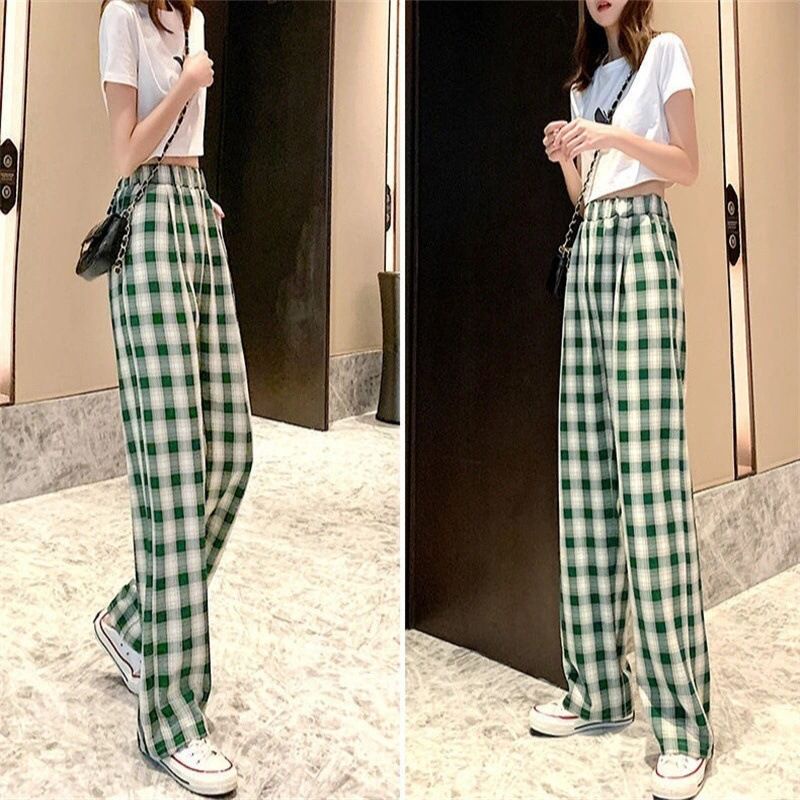 GROSIRTAS TG1688 Loose Pants Wanita Kotak Kotak Import Kulot Style Korean Terbaru