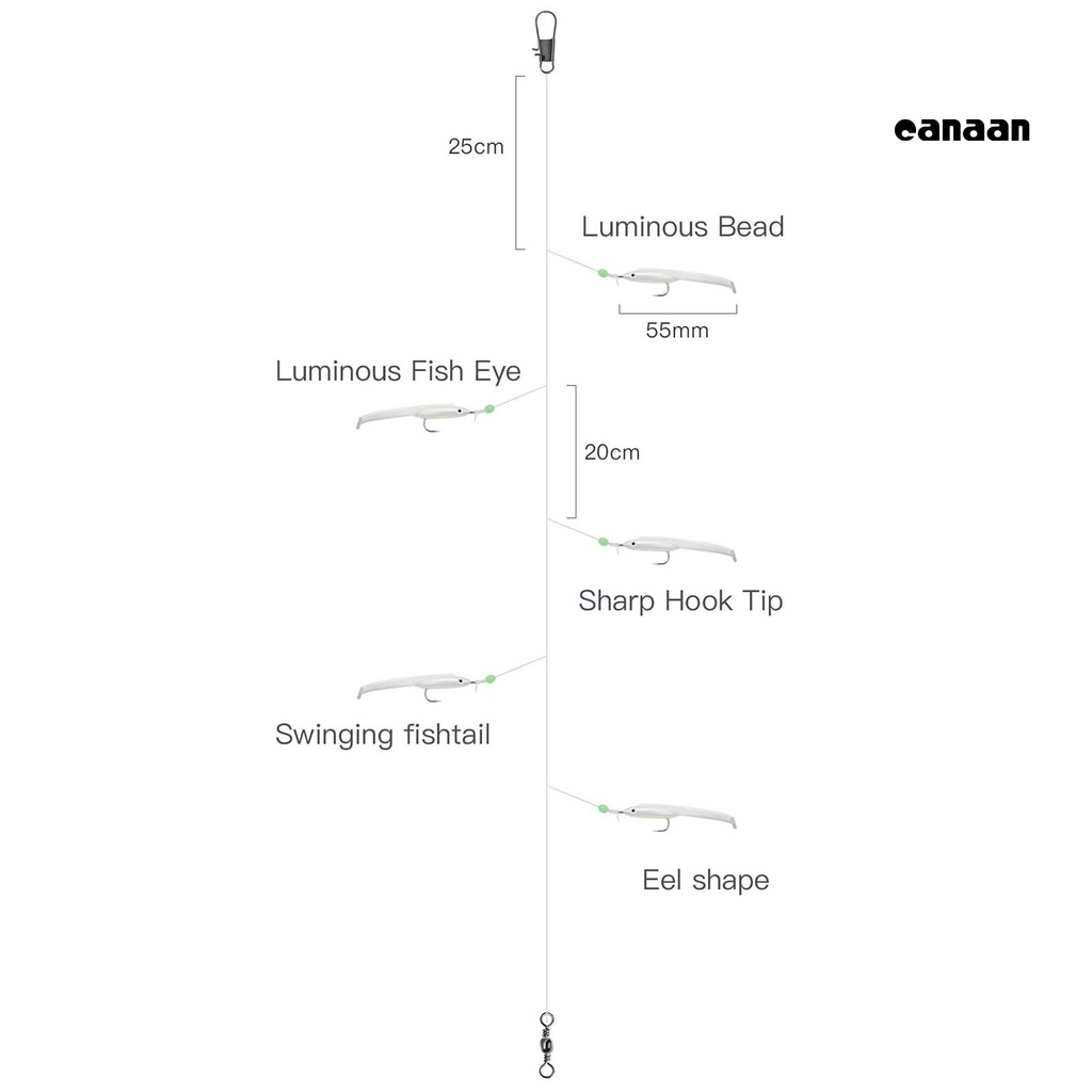 Cnn-5pcs/set Pengait Tali Ikan Manik Bercahaya Kait Tunggal Konektor Logam Kait Tali Belut Tahan Aus Untuk Angling
