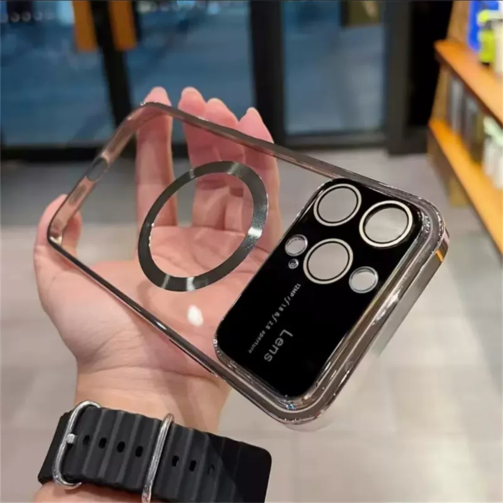 Casing Magnetik Logam Baru Untuk iPhone 14 Pro Max Case iPhone 13 12 Pro Max Case14 Plus Lensa Perlindungan Kamera Mewah Cakupan Penuh, Casing Ponsel Transparan Shockproof