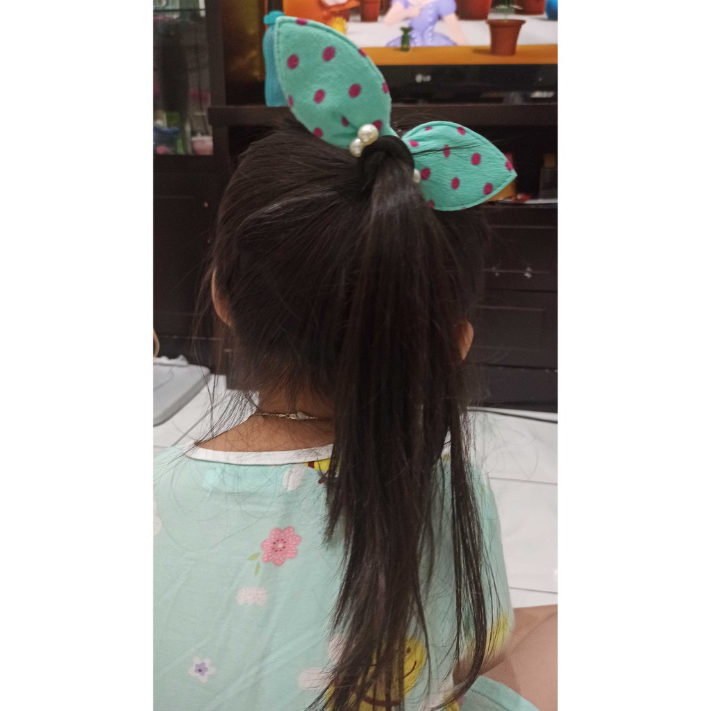 KUNCIRAN KARET IKAT RAMBUT KELINCI DENGAN MUTIARA | IKAT RAMBUT CHIBI MOTIF MUTIARA