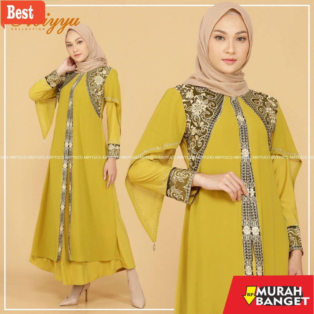 Gaya ala timur tengah di hari raya- Abiyyuco TA9012 | Abaya Turkey / Abaya Turki / Abaya Hitam / Aba