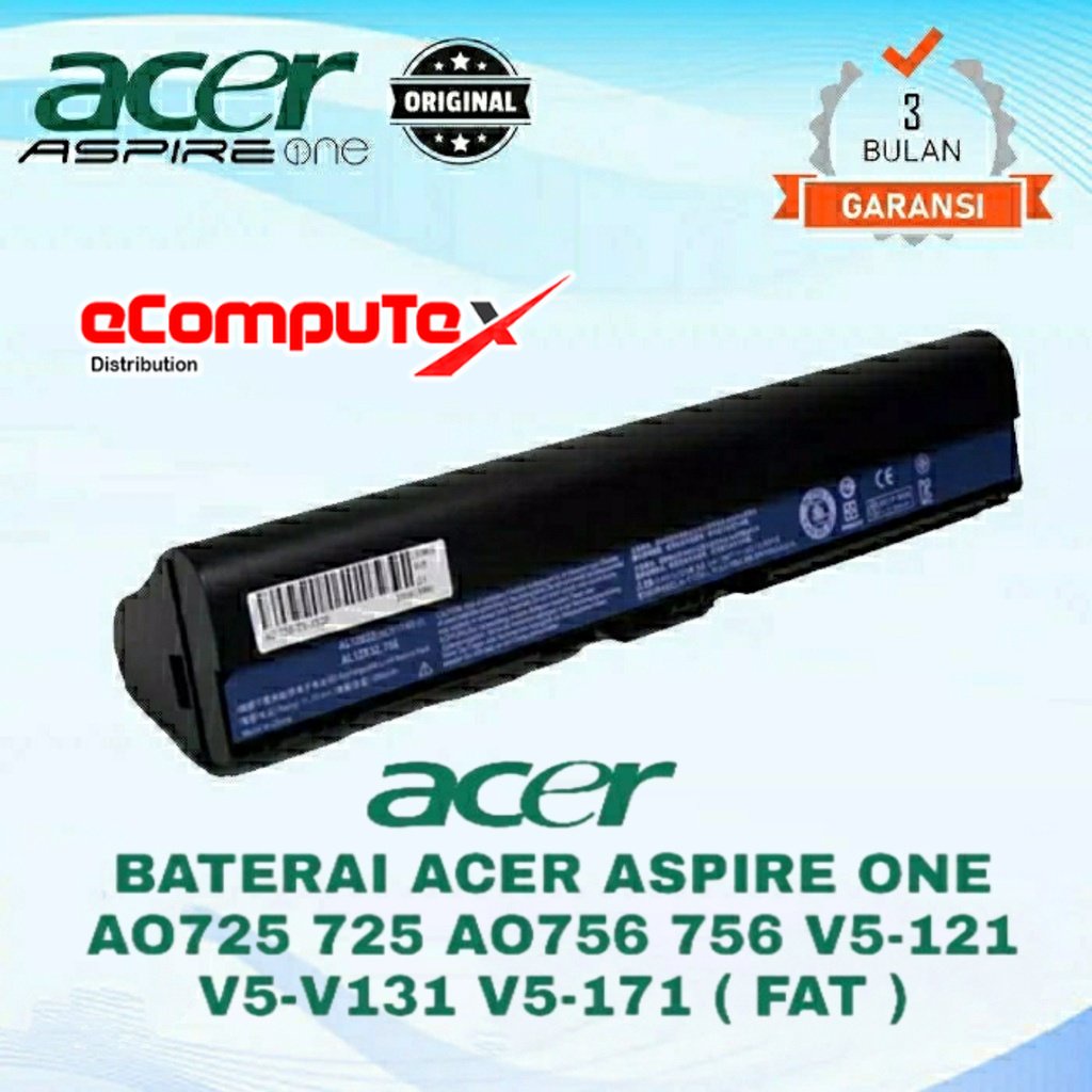 BATERAI ACER ASPIRE ONE 725 756 AO725 AO756 V5-121 V5-131 V5-171 ORI GARANSI RESMI