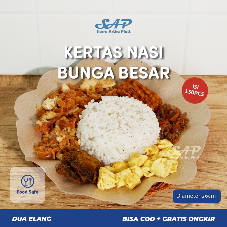 Kertas Nasi Bunga | Kertas Nasi Bulat | Kertas Nasi Murah | Kertas Bungkus Nasi | Kertas  Nasi Besar Sablon Merah