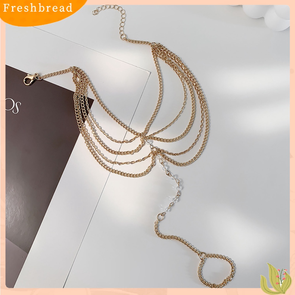 &lt; Freshbread &gt; Wanita Gelang Kaki Toe Cincin Set Kristal Imitasi Rantai Rumbai Multi Lapisan Toe Ring Set Hadiah Ulang Tahun