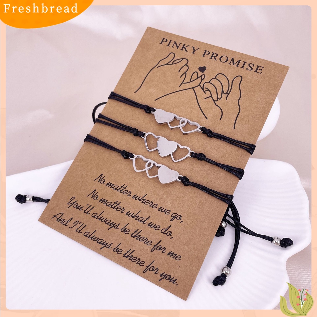 &lt; Freshbread &gt; 3/4Pcs Gelang Couple Adjustable Hand Made Hias Nyaman Dipakai Tinggi Dipoles Dekorasi Colorfast Hollow Matching Jarak Jantung Gelang