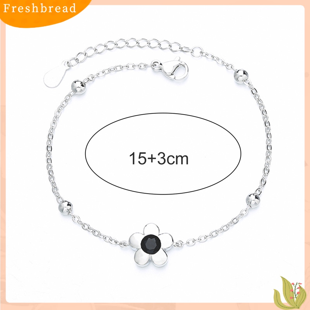 &lt; Freshbread &gt; Wanita Gelang Adjustable Berlian Imitasi Mengkilap Hias Manis All-match Dekorasi Hadiah Ulang Tahun Gadis Lima Kelopak Bunga Rantai Gelang Tangan Perhiasan Untuk Pacaran