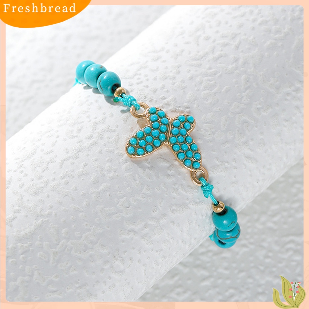 &lt; Freshbread &gt; Gelang Wanita Perhiasan Manik-Manik Hati Imitasi Turquoise Gelang Warna Cerah Untuk Pesta