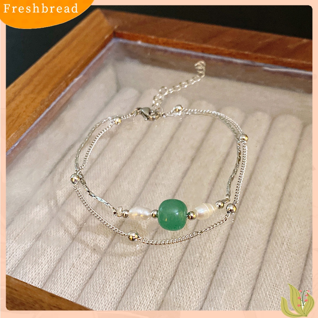 &lt; Freshbread &gt; Wanita Gelang Double-layers Gaya Cina Dainty Retro Faux Chalcedony Ladies Bangle Perhiasan Aksesoris