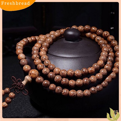 &lt; Freshbread &gt; Wanita Pria 8mm Manik Kayu Doa Buddha Mala Kalung Gelang Hadiah Perhiasan