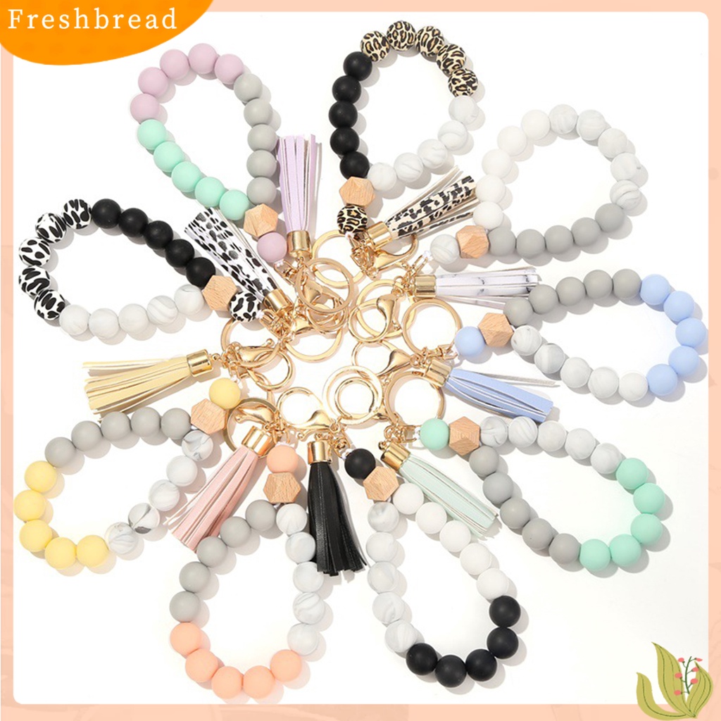 &lt; Freshbread &gt; Gelang Keyring Hias Manik-Manik Melar Portable Bangle Wristlet Gantungan Kunci Untuk Wanita