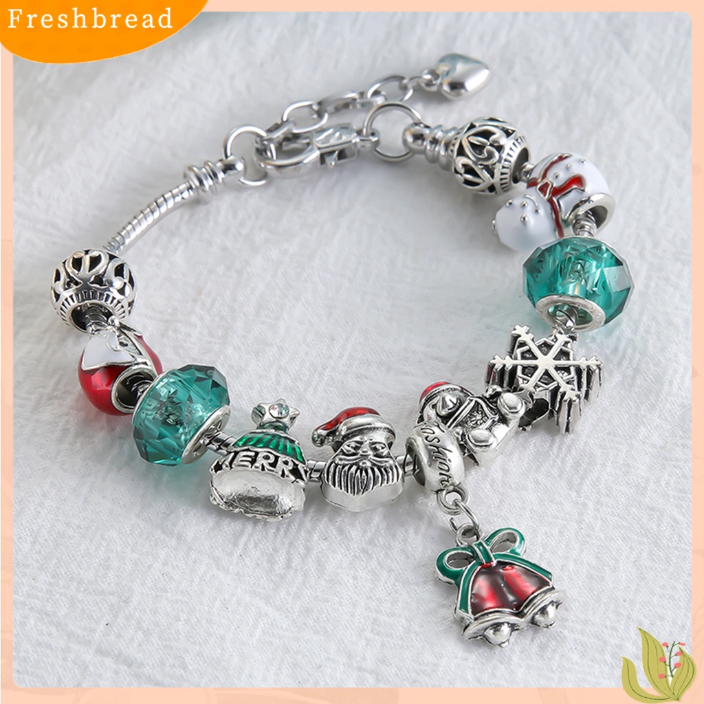 &lt; Freshbread &gt; Gelang Natal Bebas Alergi Semua Pertandingan Zinc Alloy Adjustable Menarik Gelang Manik-Manik Natal Untuk Wanita