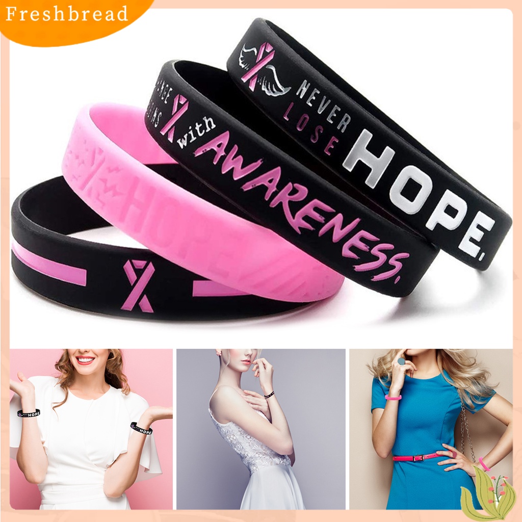 &lt; Freshbread &gt; Berkah Gelang Ketangguhan Tinggi Tahan Aus Silikon Breast Cancer Awareness Bracelets Untuk Wanita