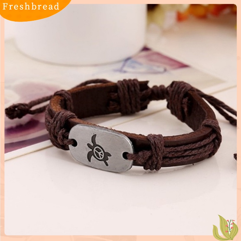 &lt; Freshbread &gt; Vintage Wanita Turtle Pesona Kulit Imitasi Dikepang Tali Gelang Perhiasan Hadiah