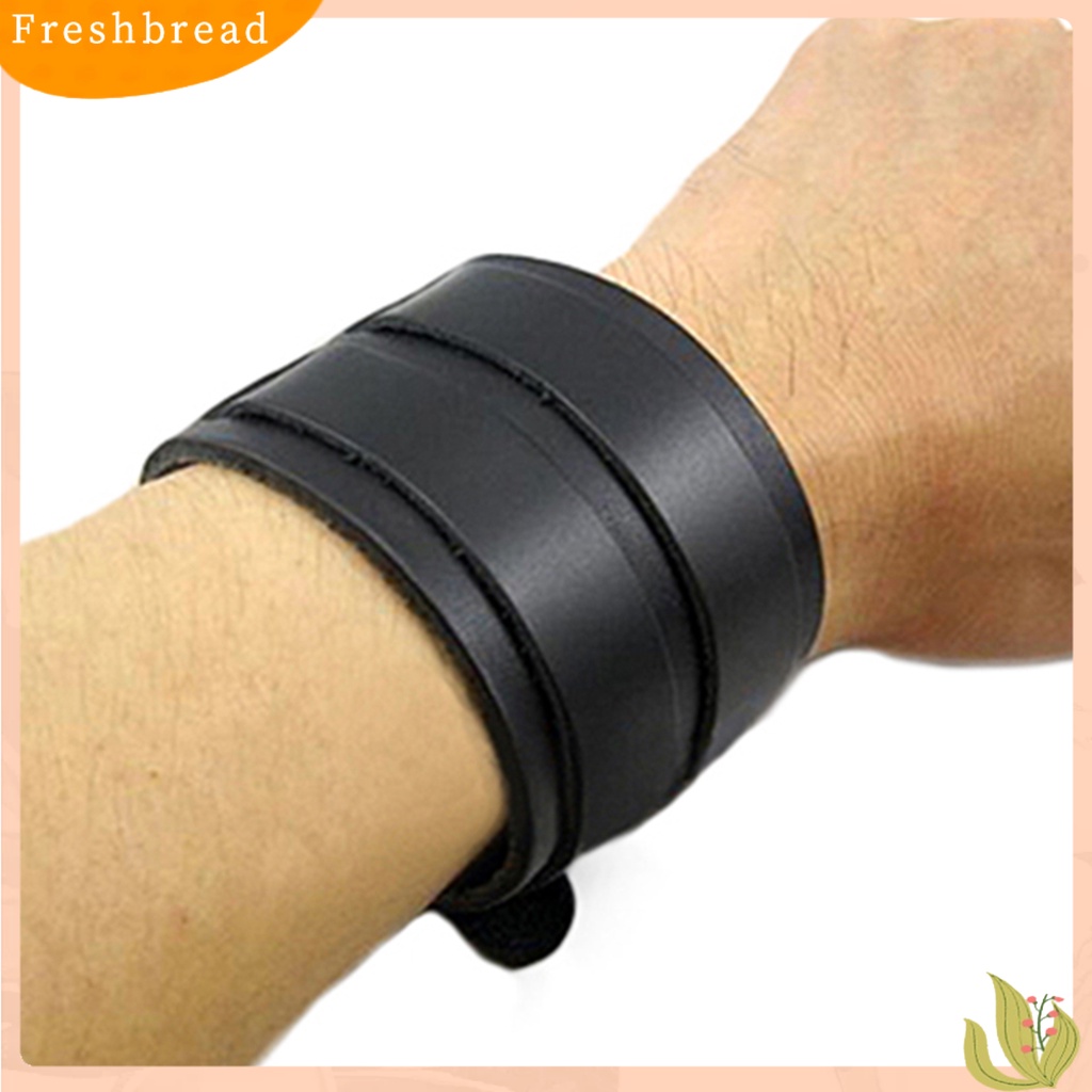 &lt; Freshbread &gt; Gelang Pria 2lapis Lebar Band Perhiasan Adjustable Bangle Kulit Imitasi Untuk Kehidupan Sehari-Hari