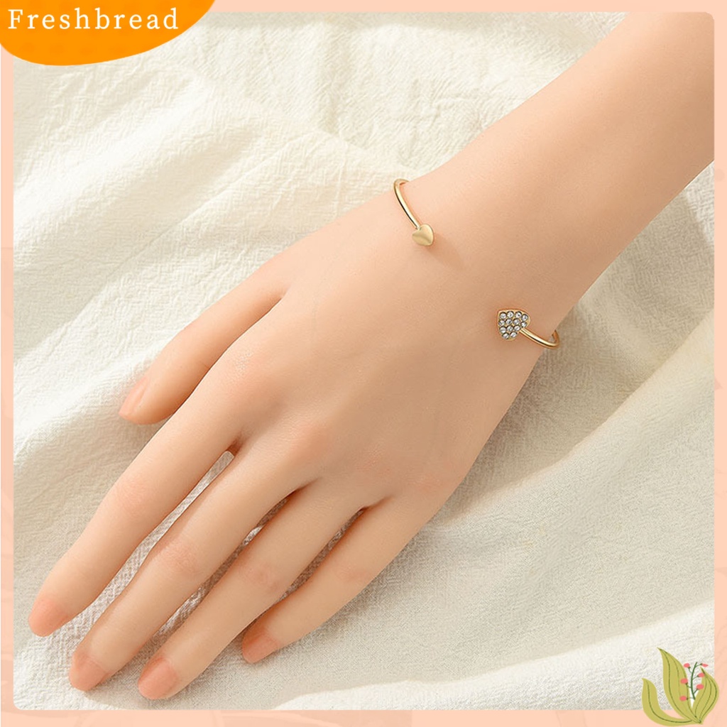 &lt; Freshbread &gt; Gelang Wanita Desain Pembukaan Yang Dapat Disesuaikan Berlian Imitasi Bersinar Hias Semua Pertandingan Dekorasi Berlapis Emas Gadis Hati Ganda Wanita Bangle Perhiasan Hadiah Untuk Pacaran