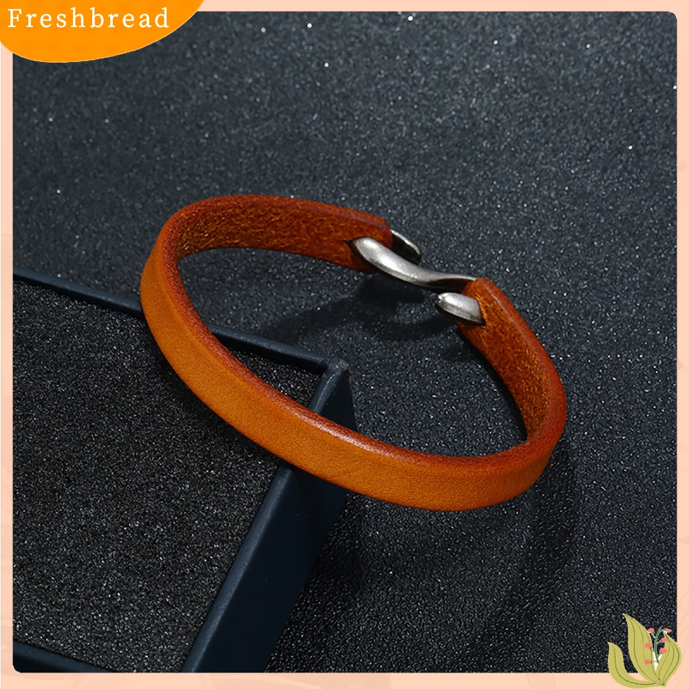 &lt; Freshbread &gt; Vintage Kulit Sapi Tipis Kait Gesper Gelang Man Punk Jewelry Wrist Band Bangle