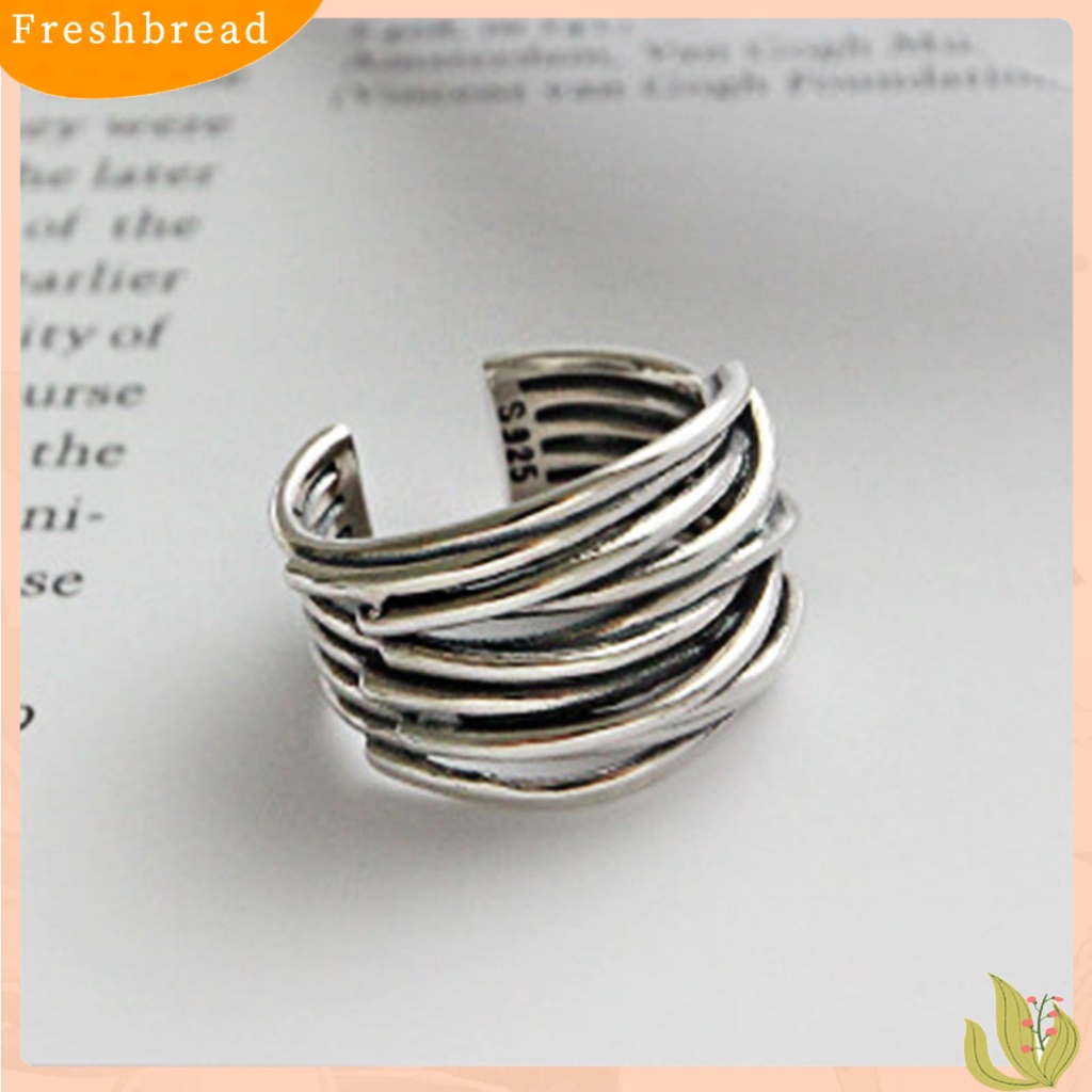 < Freshbread > Warna Perak Kerajinan Halus Wanita Cincin Alloy Vintage Berlapis Pembukaan Jari Cincin Perhiasan Alat Ekstra