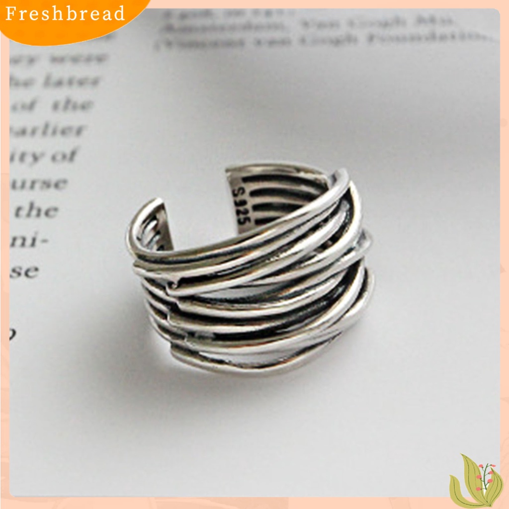 &lt; Freshbread &gt; Warna Perak Kerajinan Halus Wanita Cincin Alloy Vintage Berlapis Pembukaan Jari Cincin Perhiasan Alat Ekstra