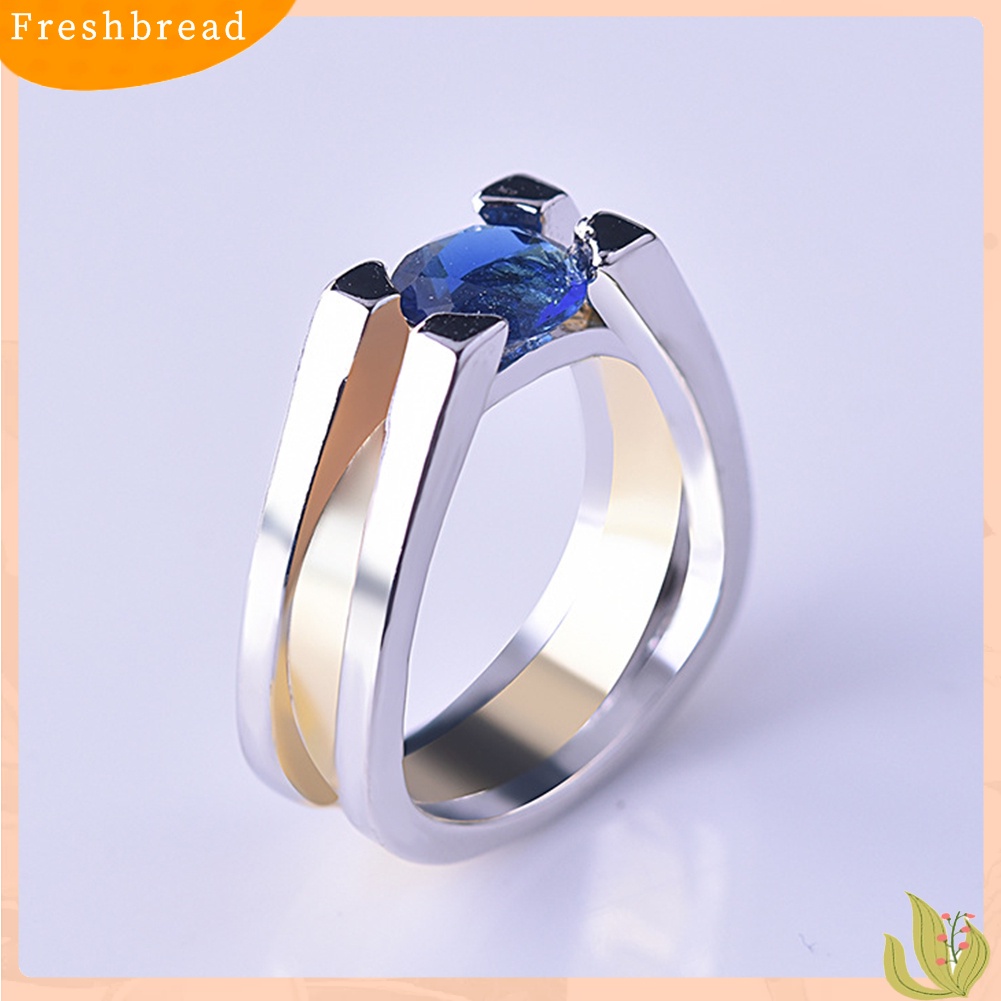 &lt; Freshbread &gt; Wanita Safir Imitasi Bertatahkan Geometris Jari Cincin Pernikahan Lamaran Perhiasan Hadiah