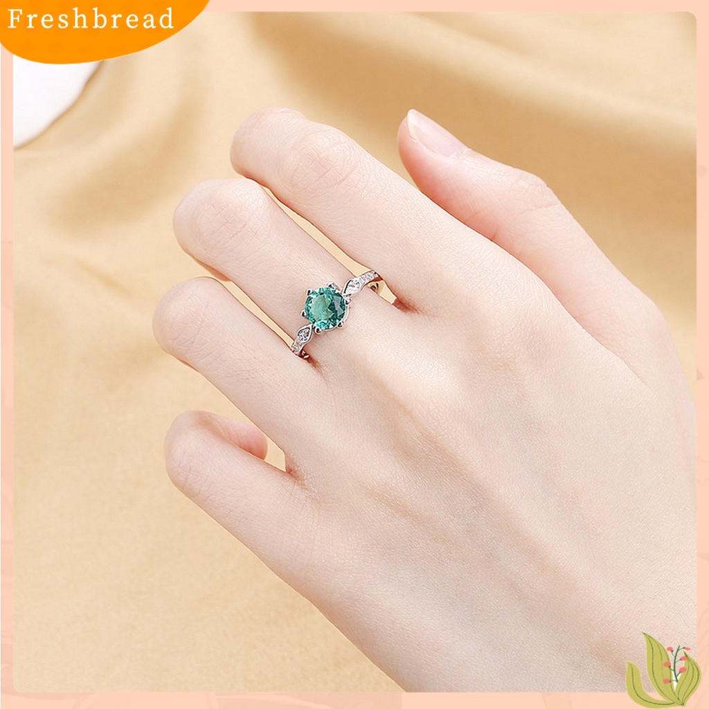 &lt; Freshbread &gt; Wanita Cincin Tetesan Air Enam Cakar Shiny Cubic Zirconia Sparkling Adjustable Opening Dress Up Hadiah Faux Gemstone Finger Ring Wedding Band Perhiasan Aksesori Fashion