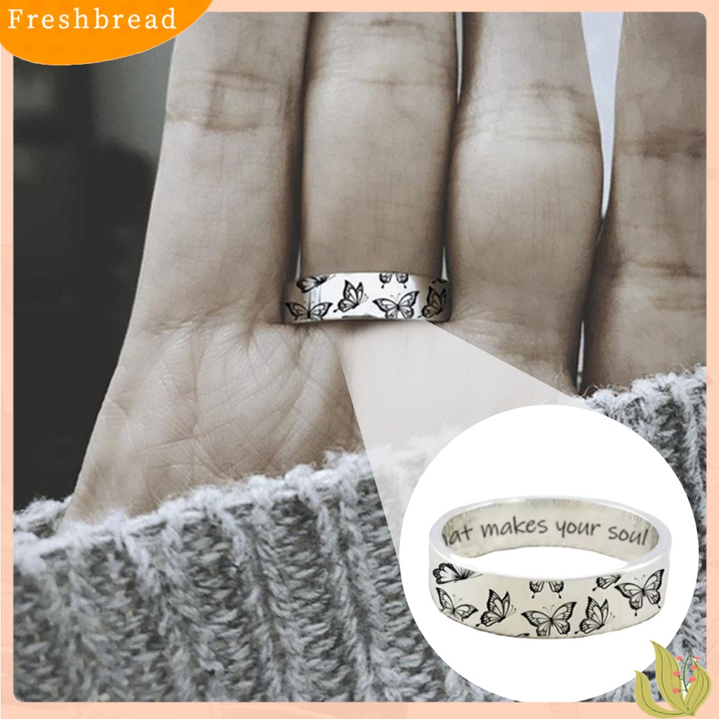 < Freshbread > Cincin Kupu-Kupu Ukir Vintage Trendi Paduan Kesederhanaan Chic Cincin Jari Hias Untuk Hadiah