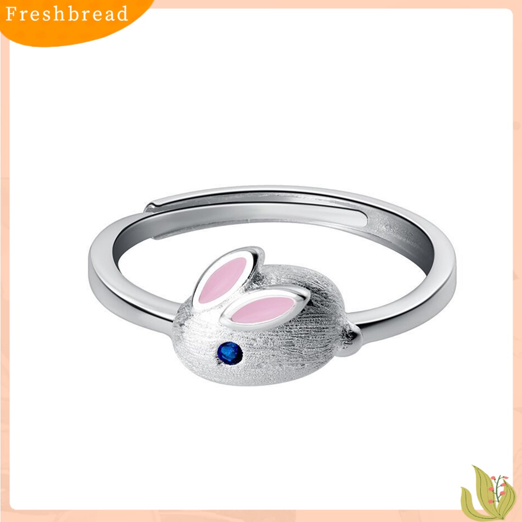 &lt; Freshbread &gt; Wanita Cincin Pembukaan Adjustable Warna Perak Dipoles Kelinci Lucu Bunny Hewan Wanita Jari Cincin Fashion Perhiasan