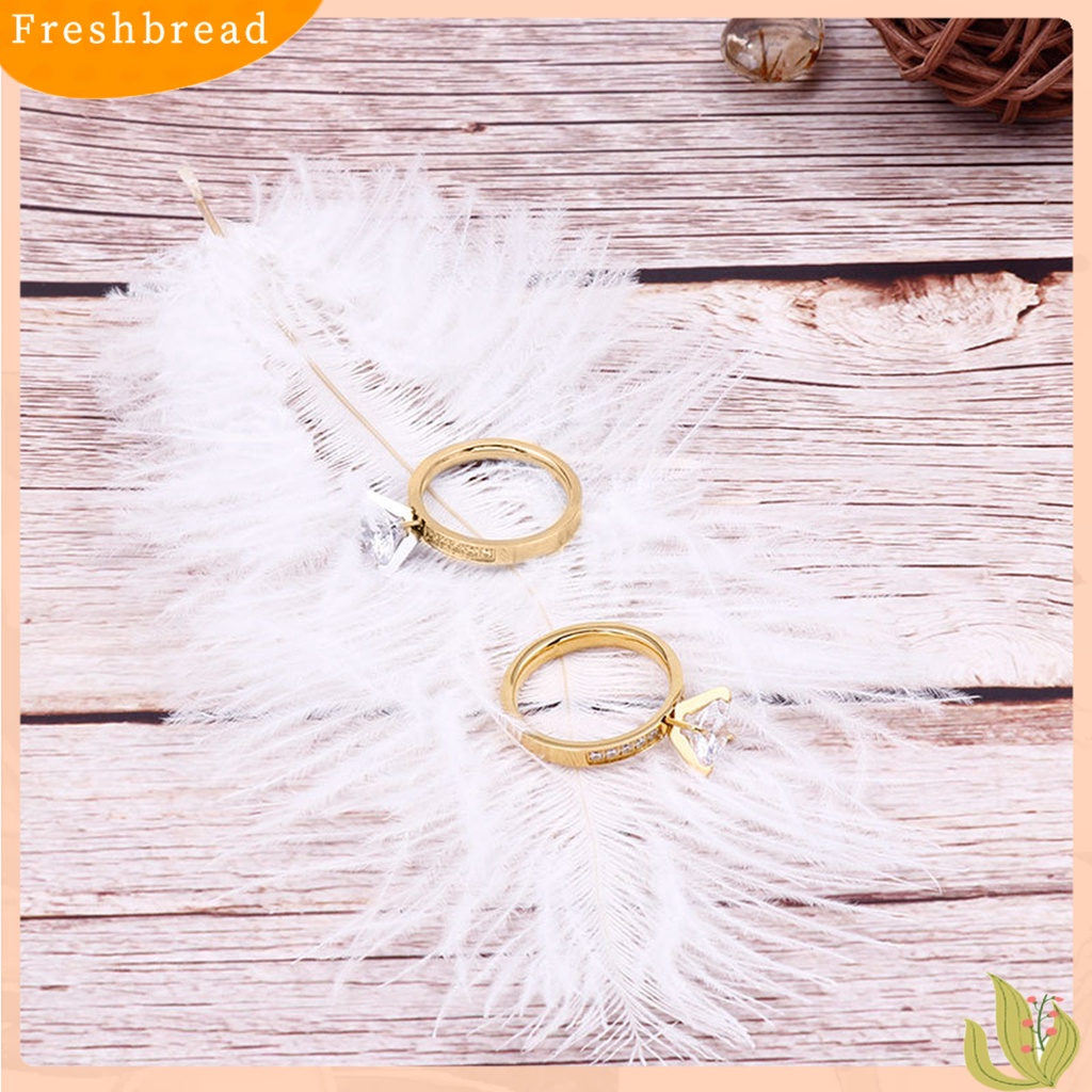 &lt; Freshbread &gt; Cincin Elegan Pengerjaan Halus Dengan Cubic Zirconia Stainless Steel Finger Ring Untuk Hari Valentine