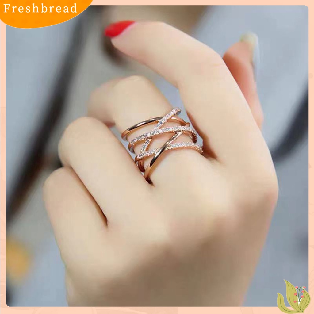 &lt; Freshbread &gt; Cincin Jari Multilayer Berlian Imitasi Perhiasan Pembukaan Cincin Yang Dapat Disesuaikan Aksesori Perhiasan