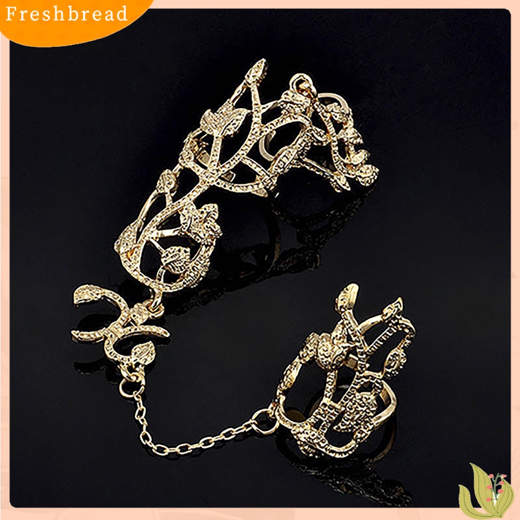 &lt; Freshbread &gt; Cincin Rantai Motif Bunga Jari Perhiasan Adjustable Wanita Rantai Link Finger Ring Untuk Pernikahan