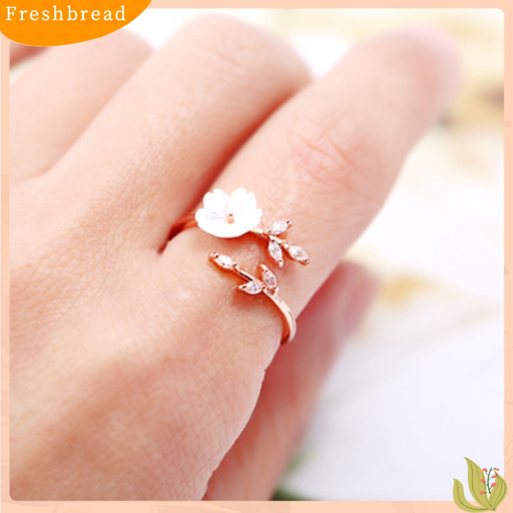 &lt; Freshbread &gt; Cincin Jari Cabang Pohon Bunga Rhinestones Perhiasan Ringan Terang Kilau Ring Untuk Tunangan