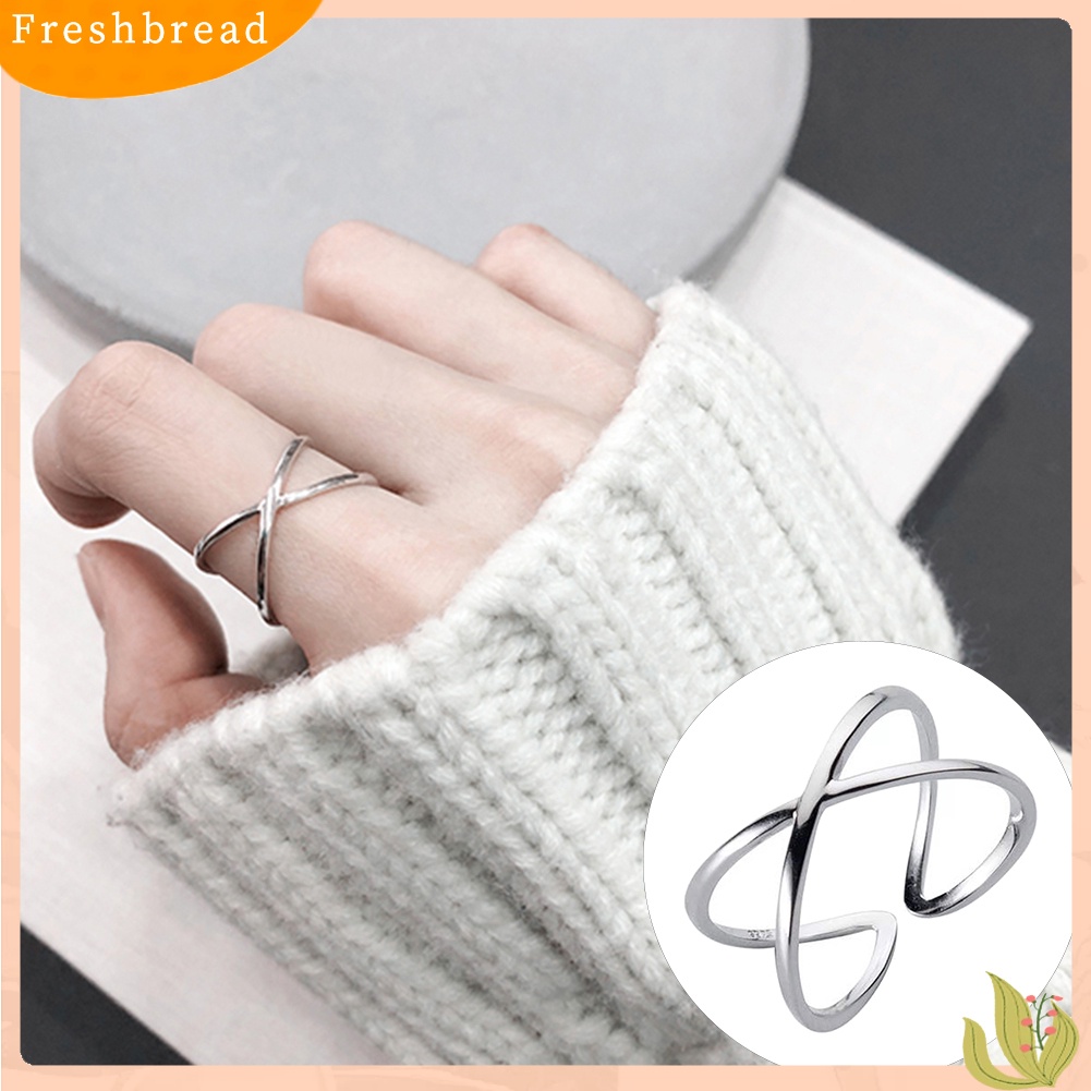 &lt; Freshbread &gt; Wanita Cross Open Finger Ring Adjustable Perhiasan Hadiah Pesta Ulang Tahun Pernikahan