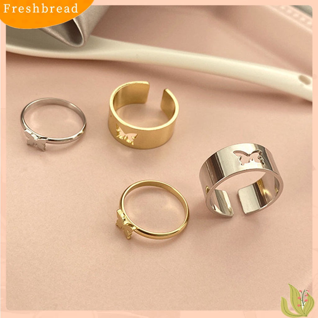 &lt; Freshbread &gt; 2pcs/Set Cincin Couple Warna Solid Matching Ring Gaya Punk Bentuk Bulan Cincin Pernikahan Hadiah Ulang Tahun