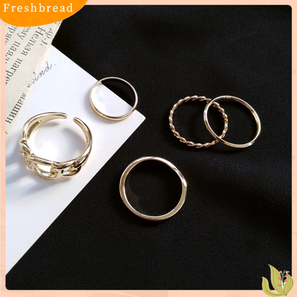 &lt; Freshbread &gt; 5pcs Cincin Jari Set Cincin Jari Anti Alergi Wearable Alloy Vintage Untuk Hadiah