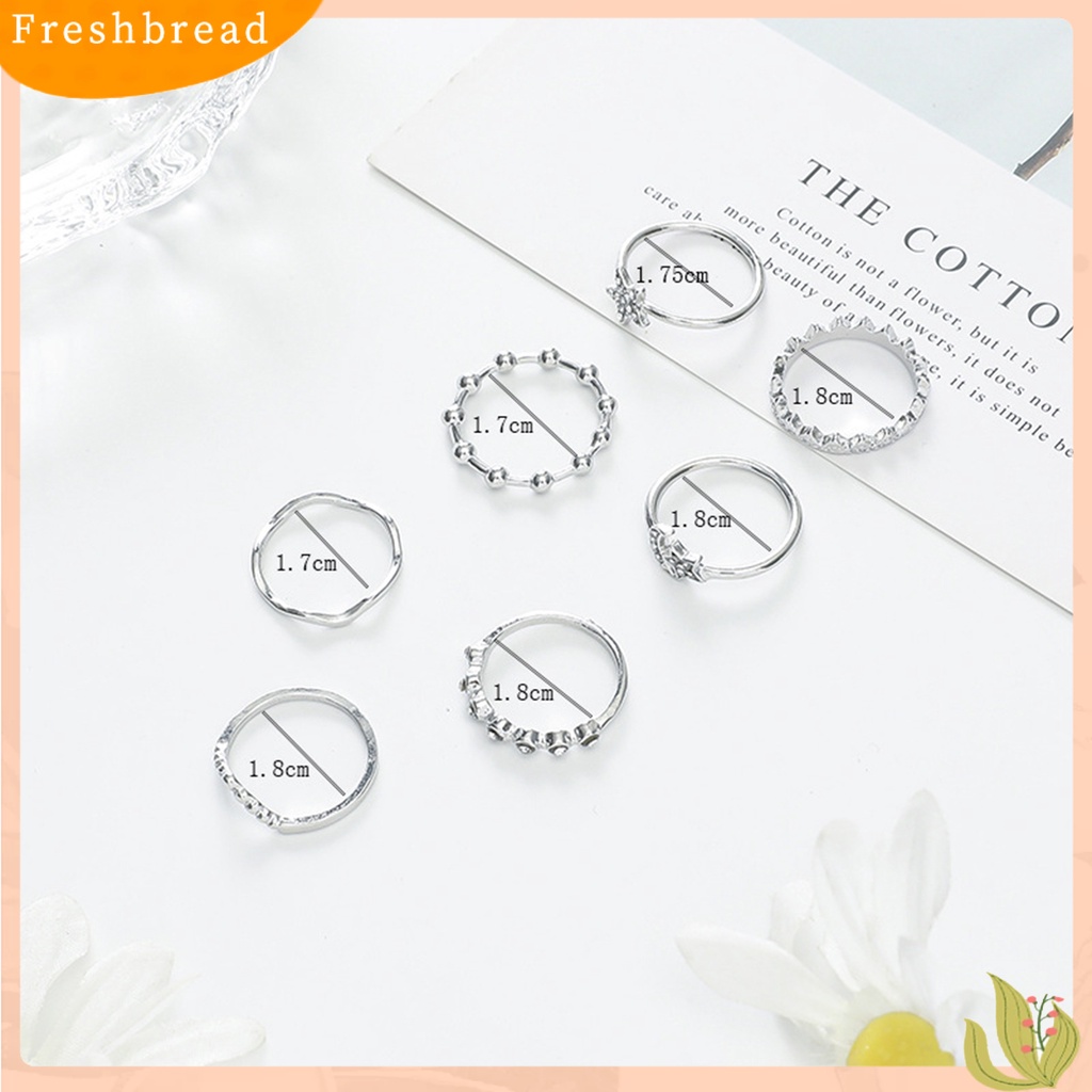 &lt; Freshbread &gt; 7Pcs Wanita Cincin Geometris Berlian Imitasi Mengkilap Hias Berkilau Semua Pertandingan Dekorasi Hadiah Ulang Tahun Wanita Bintang Bulan Jari Cincin Perhiasan Pesta Untuk Pacaran