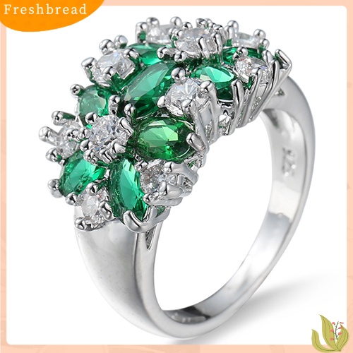 &lt; Freshbread &gt; Wanita Fashion925 Sterling Perak Berlapis Berlian Imitasi Pernikahan Knuckle Finger Ring