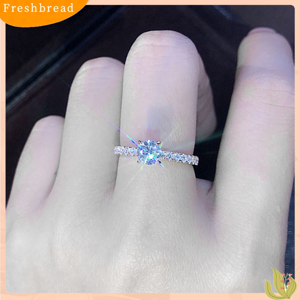 &lt; Freshbread &gt; Wanita Cincin Bulat Berlian Imitasi Perhiasan Fashion Penampilan Electroplated Finger Ring Untuk Pernikahan