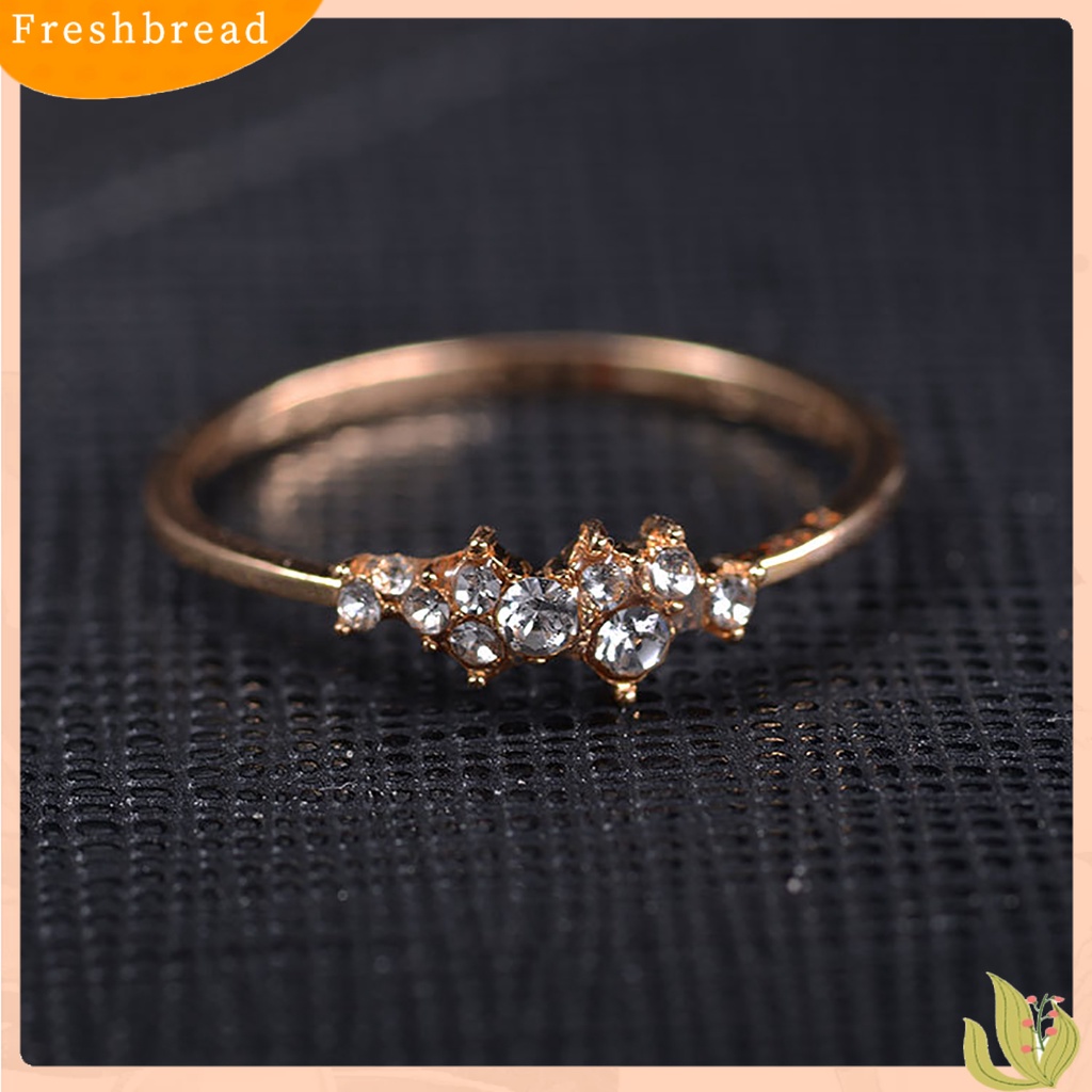 &lt; Freshbread &gt; Wanita Romantis Sederhana Berlian Imitasi Tipis Cincin Pertunangan Aksesori Perhiasan