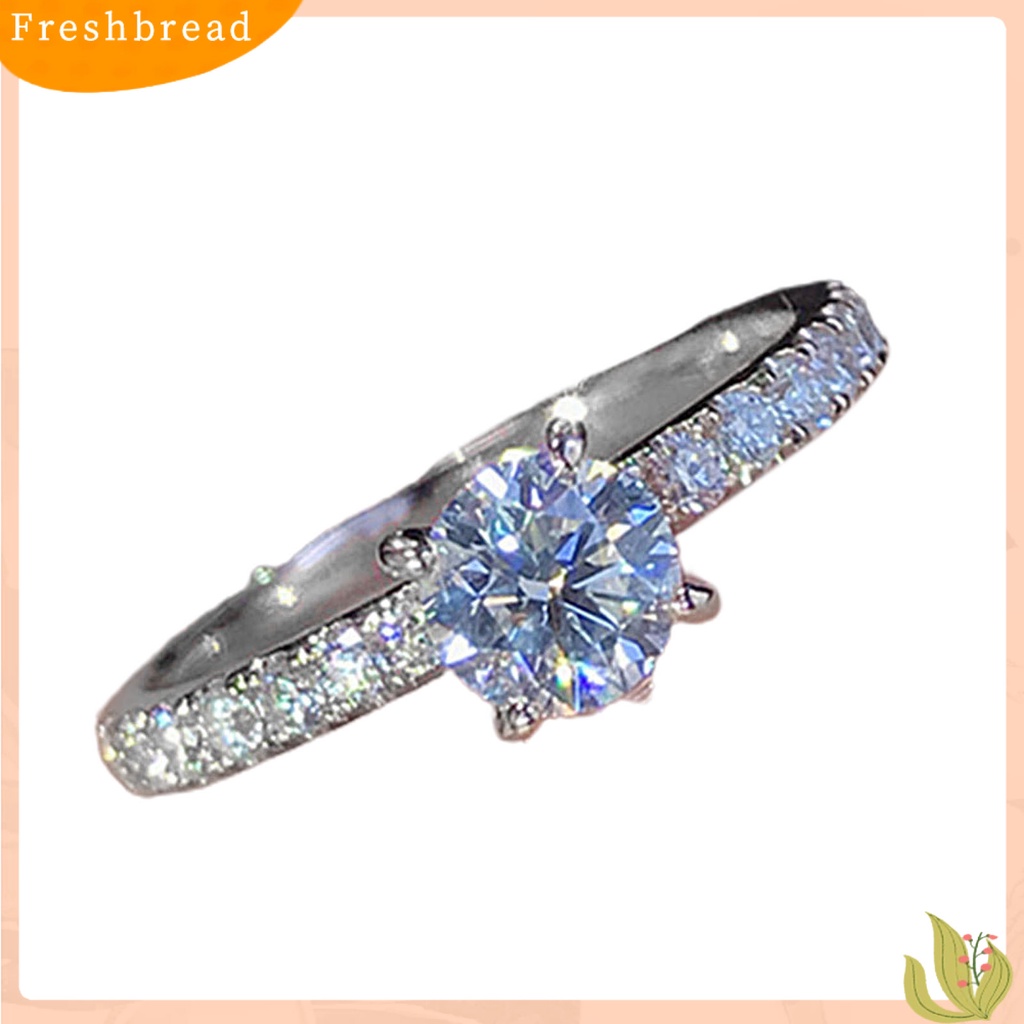 &lt; Freshbread &gt; Wanita Cincin Bulat Berlian Imitasi Perhiasan Fashion Penampilan Electroplated Finger Ring Untuk Pernikahan