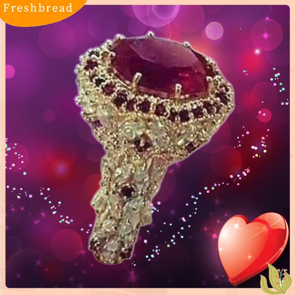 &lt; Freshbread &gt; Wanita Berlian Imitasi Inlay Cincin Antik Valentines Mengusulkan Circlet Perhiasan Hadiah