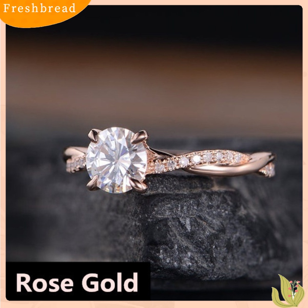 < Freshbread > Wanita Elegan Penuh Berlian Imitasi Bertatahkan Cubic Zirconia Jari Cincin Perhiasan Pernikahan