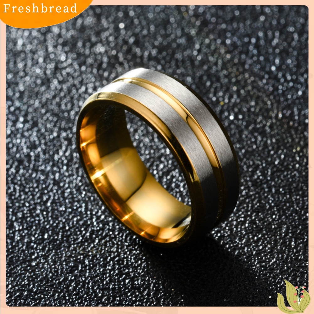 &lt; Freshbread &gt; Fashion Pria Wanita Two Tone Band Finger Cincin Pernikahan Pertunangan Perhiasan Hadiah