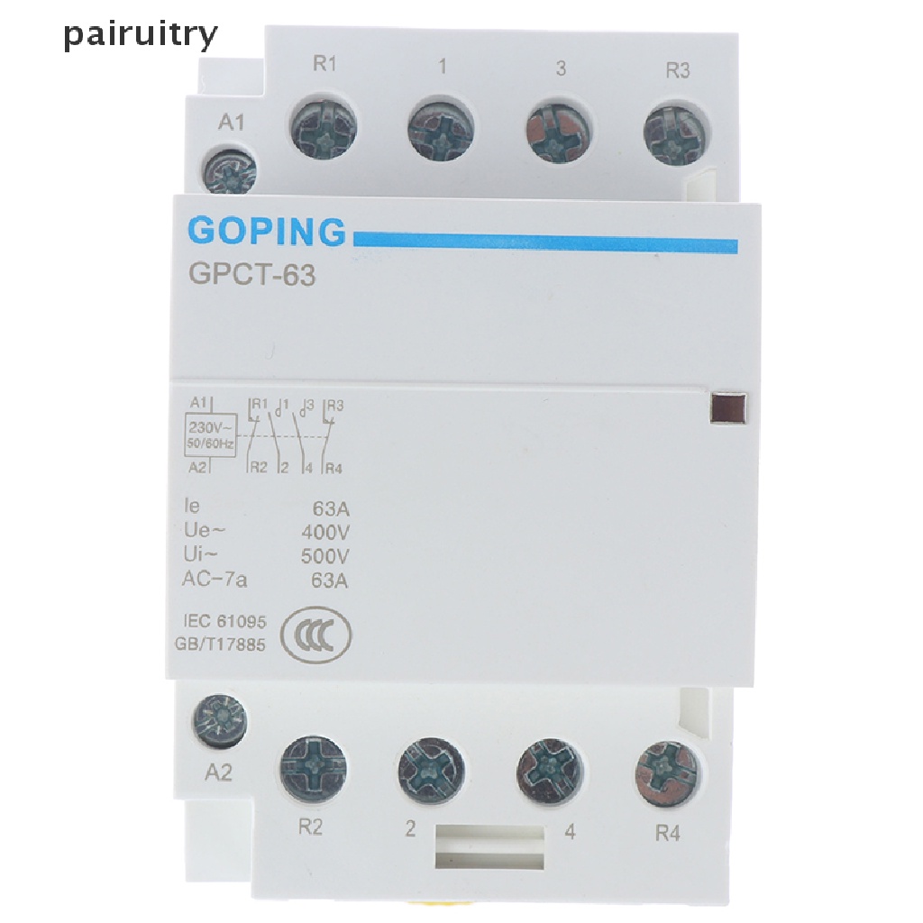 Prt 4P 63A 2NC 2NO 220V 400V~50/60HZ Din rail Kontaktor ac Rumah Tangga  Prt